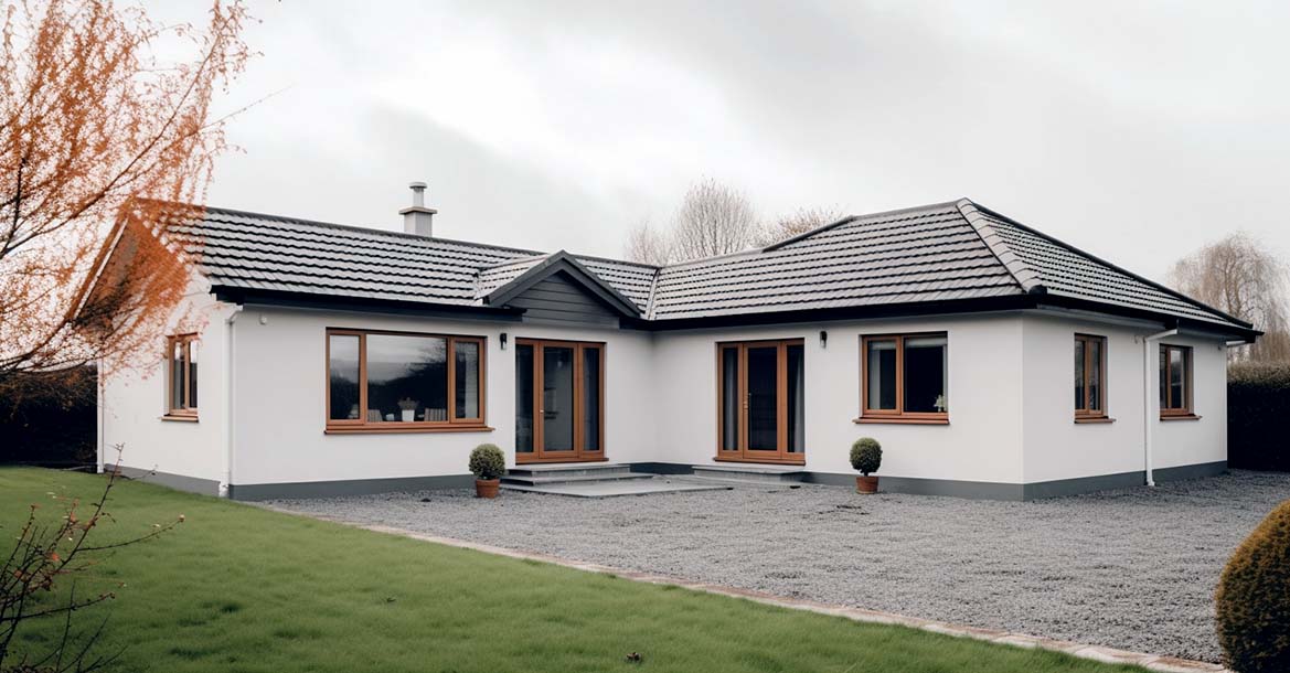 Finished bungalow extension featuring spacious living area by JOS Construction