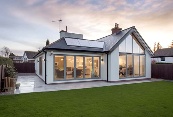 Exterior view of a finished bungalow extension by JOS Construction