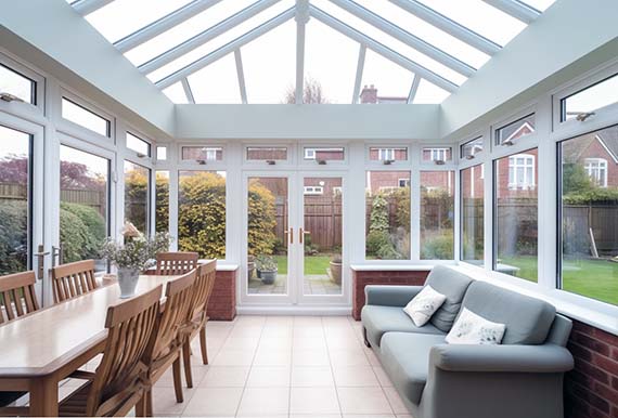 Bright and elegant conservatory interior by JOS Construction