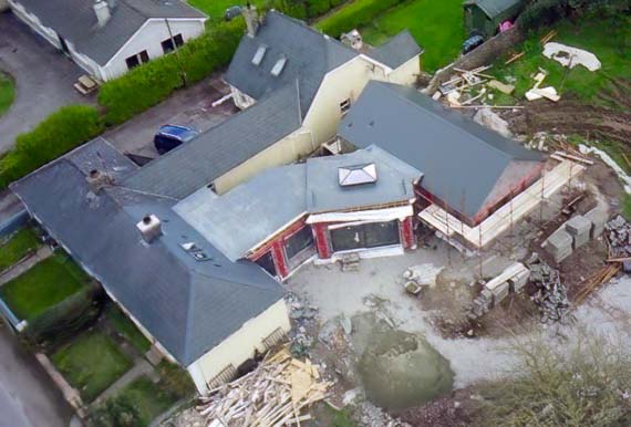 Over head view of a beautiful eco home construction in County Cork