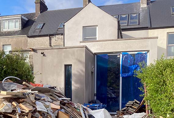 Modern home extension with glass features built by JOS Construction in County Cork