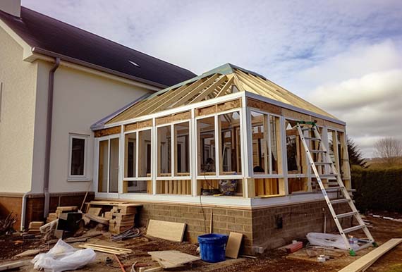 The building of a sunroom in progress in County Cork