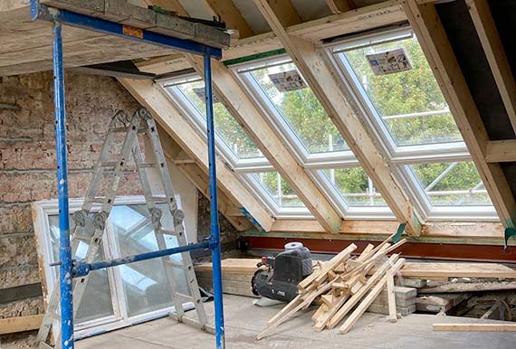 Window frames intalled in upstairs room by JOS Construction