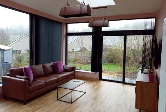 Interior view of a finished modern style extension by JOS Construction